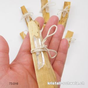 PALO SANTO Holz u. 1 Bergkristall rohe Spitze