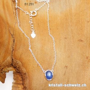 Anhänger Kyanit blau mit Ankerkette aus 925 Silber. Einstellbar 41 - 44 cm