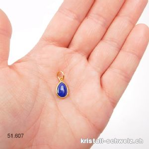 Anhänger Lapislazuli Mini-Tropfen aus 925er Silber vergoldet, 11 x 8 mm