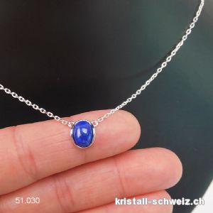 Anhänger Lapislazuli mit Ankerkette aus 925 Silber. Einstellbar 41 - 44 cm