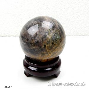 Kugel Mondstein schwarz aus Madagascar Ø 8,5 cm. Einzelstück