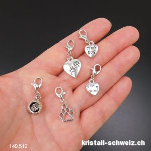 Los 5 Charms 1 bis 1,5 cm und Haken, aus Metall versilbert. SONDERANGEBOT