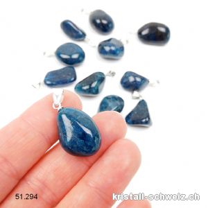 Anhänger Apatit blau 1,7 - 2,3 cm mit 925 Silberöse