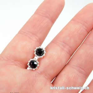 Ohrstecker Spinell schwarz facettiert 8 mm aus 925 Silber