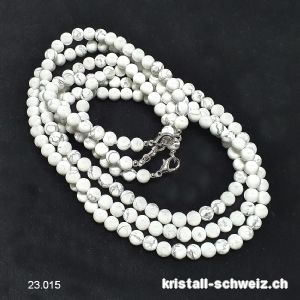 Halskette Magnesit - Howlith weiss 6 mm / 45 cm