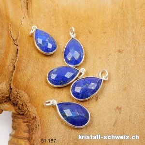 Anhänger Lapislazuli Mini-Tropfen facettiert aus 925er Silber / 1,8 x 1,2 cm