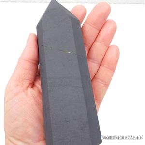 Pyrit auf Schungit aus Brasilien, Obelisk 13 cm. Unikat 283 Gramm
