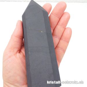 Pyrit auf Schungit aus Brasilien, Obelisk 13 cm. Unikat 283 Gramm