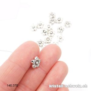 Zwischenteil Blume aus Metall versilbert 7 x 5,5 x dick. 3 mm