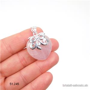 Anhänger Rosenquarz Herz 2,5 cm aus 925 Silber