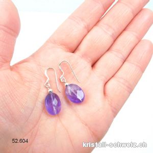 Ohrhänger Amethyst oval facettiert aus 925er Silber