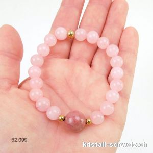 Armband Rosenquarz - Rhodonit 8 mm / 18 cm. Gr. M
