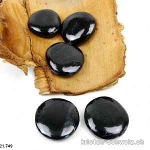 Turmalin schwarz flach poliert 3,6 - 4 cm / 24 bis 29 Gramm. Grösse L