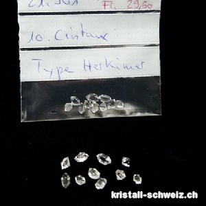 10 x Herkimer Diamant aus Pakistan 2 bis 4 mm. A-Qualität