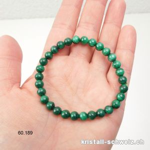 Armband Malachit  6,5 - 7 mm, elastisch 18 cm. Grösse M. A-Qual.