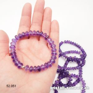 Armband Amethyst facettierte Buttons 8 - 9 mm, elastisch 18,5 - 19 cm