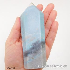 Blau Quarz mit Troilit, Obelisk 12,5 cm. Unikat 279 Gramm