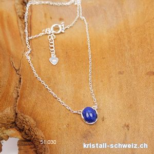 Anhänger Lapislazuli mit Ankerkette aus 925 Silber. Einstellbar 41 - 44 cm