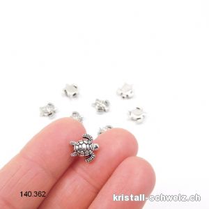 Zwischenteil Schildkröte aus Metall versilbert 10 x 10 x dick. 3,5 mm