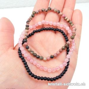 3 Armbänder EMOTIONALES GLEICHGEWICHT, Onyx schwarz, Rhodonit, Rosenquarz. Sonderangebot