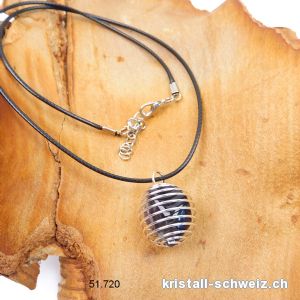 Anhänger Amethyst Metallspirale mit Lederlook-Kette. SONDERANGEBOT