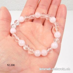 Armband Bergkristall - Rosenquarz 8 mm / 19 cm