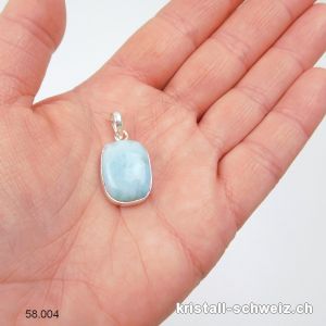 Anhänger Larimar 2 cm an Silberfassung. Unikat