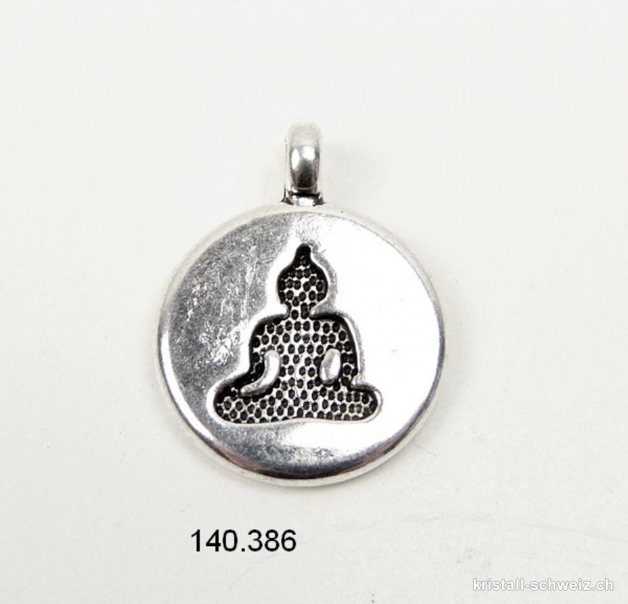 Charm Buddha aus Metall versilbert. Durch. 1,5 cm. SONDERANGEBOT 