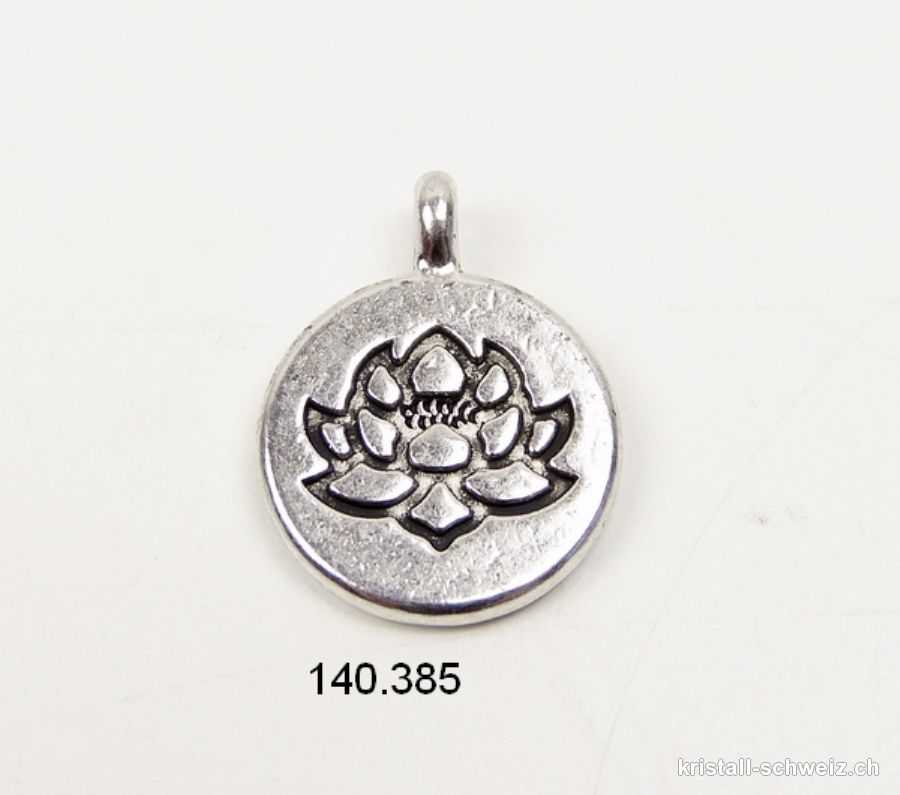 Charm Lotus aus Metall versilbert. Durch. 1,5 cm