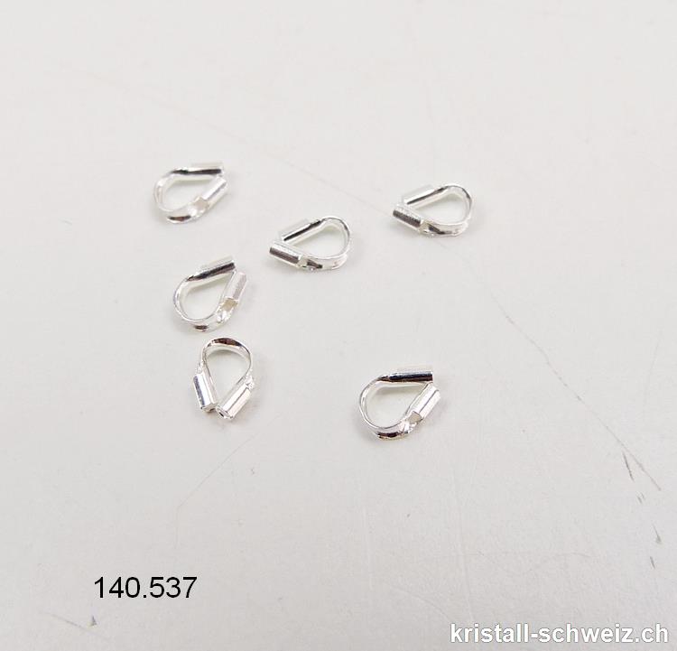 6 x Schutzöse für Stahlseil oder Seide aus 925 Silber, L. 4 mm