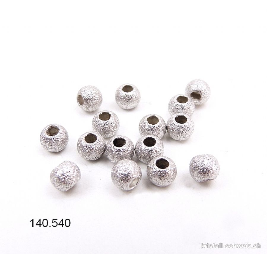 1 x Perle aus 925 Silber, diamantiert hell 4 mm / Bohrung 1,2 mm. SONDERANGEBOT