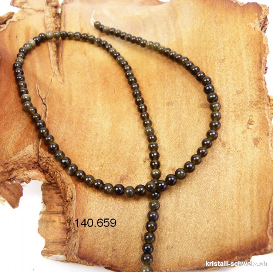 Strang Obsidian gold und geraucht 4,5 mm / 39 cm, ca. 90 Kugeln
