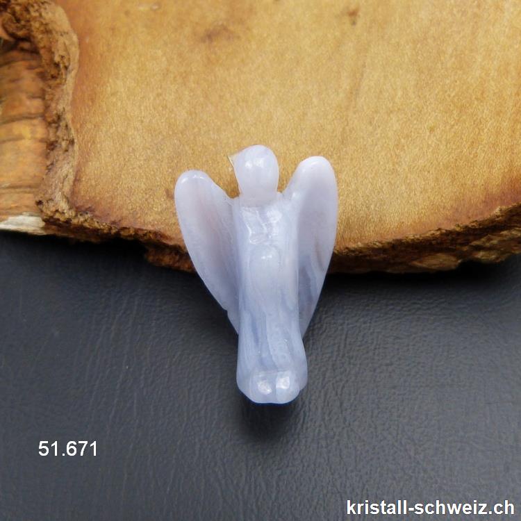 Anhänger Chalcedon blau, Engel 2,5 - 3 cm mit 925 Silberöse