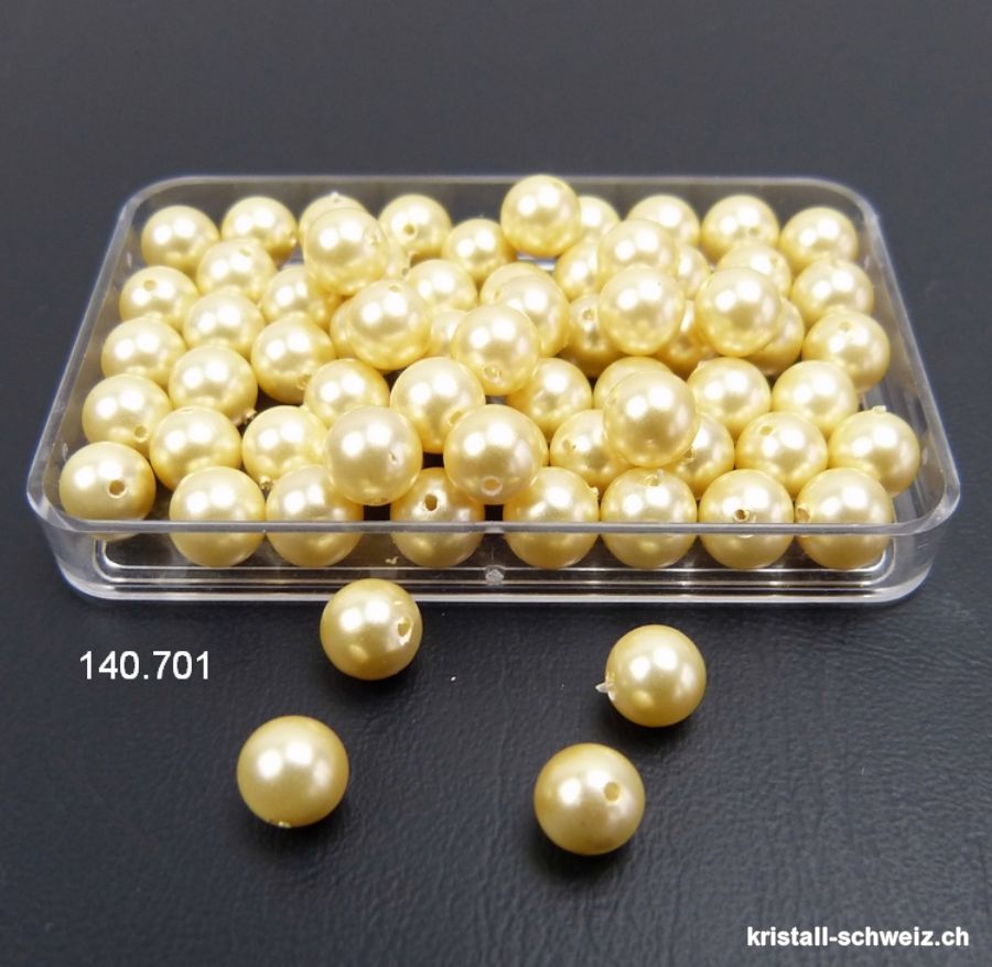 Muschelkern beschichtet pastelgelb-golden, Kugel gelocht 6 mm