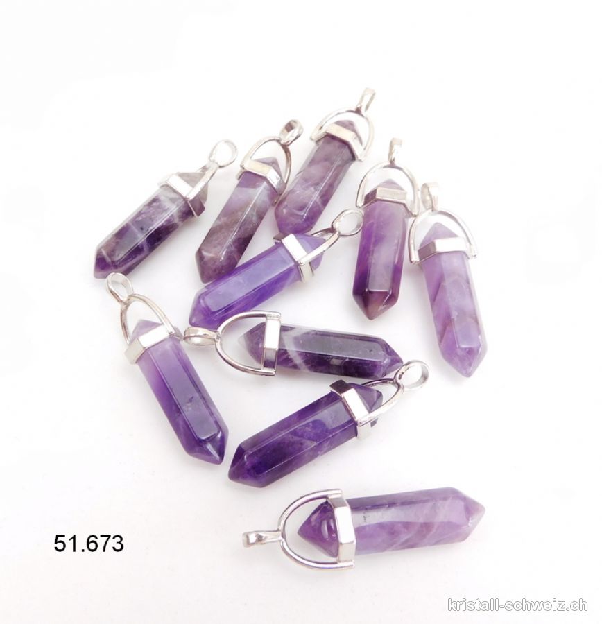 Anhänger Amethyst doppelender mit Metallöse 4 cm