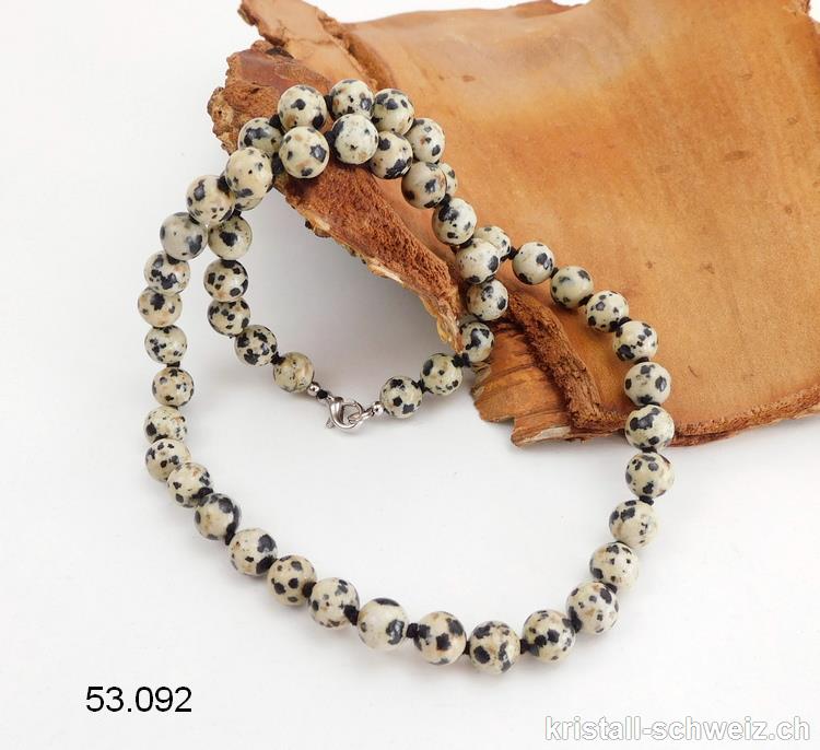 Halskette Jaspis Dalmatiner verknotet  - Aplit 8 mm / 50 cm