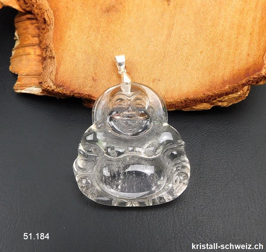 Anhänger Bergkristall Buddha mit Silberöse 925. A-Qual.