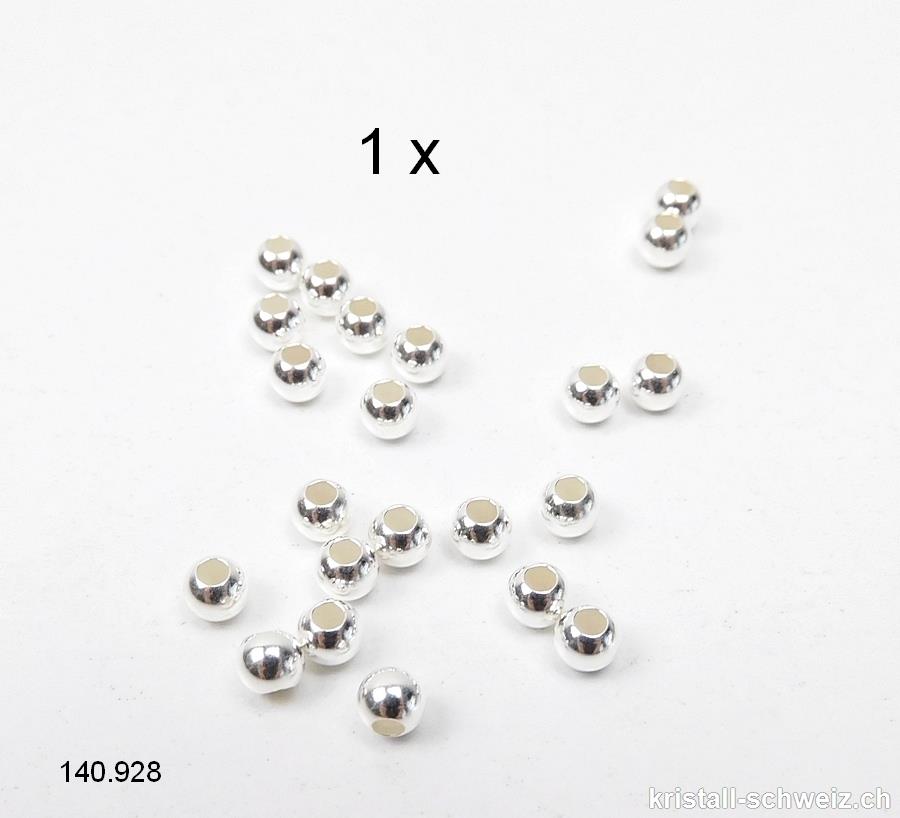Perle aus 925 Silber, 4 mm / Bohrung 1,8 mm