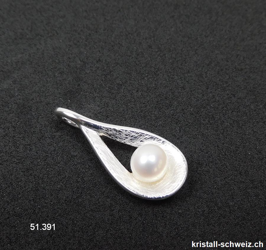 Anhänger Perle - Süßwasserperle aus 925er Silber gebürstet