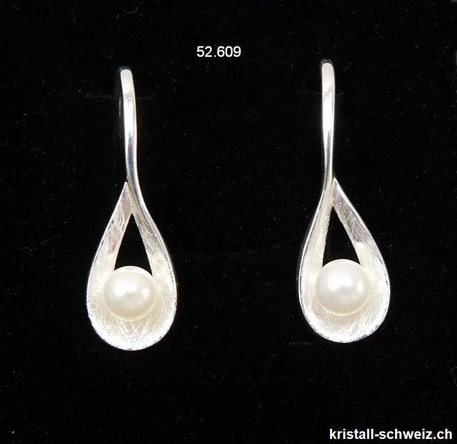 Ohrhänger Süßwasser Perle aus 925er Silber gebürst