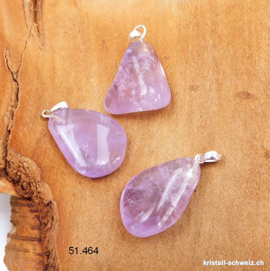 Anhänger Amethyst hell 2,5 - 3 cm mit Silberöse