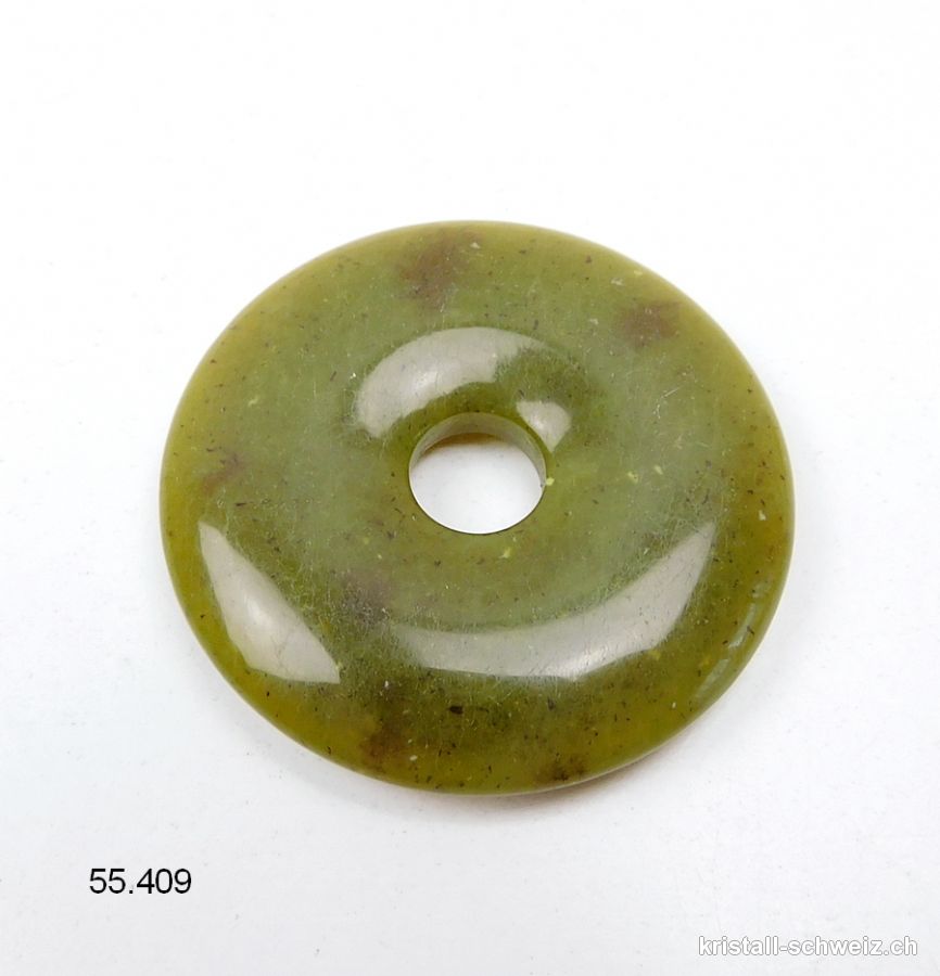 Jade Serpentin Oliv, Donut 4 cm