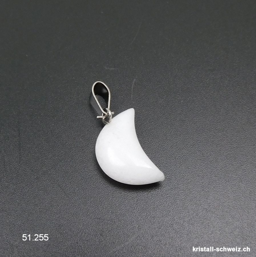 Anhänger Jade weiss MOND 1,7 cm mit Metallöse