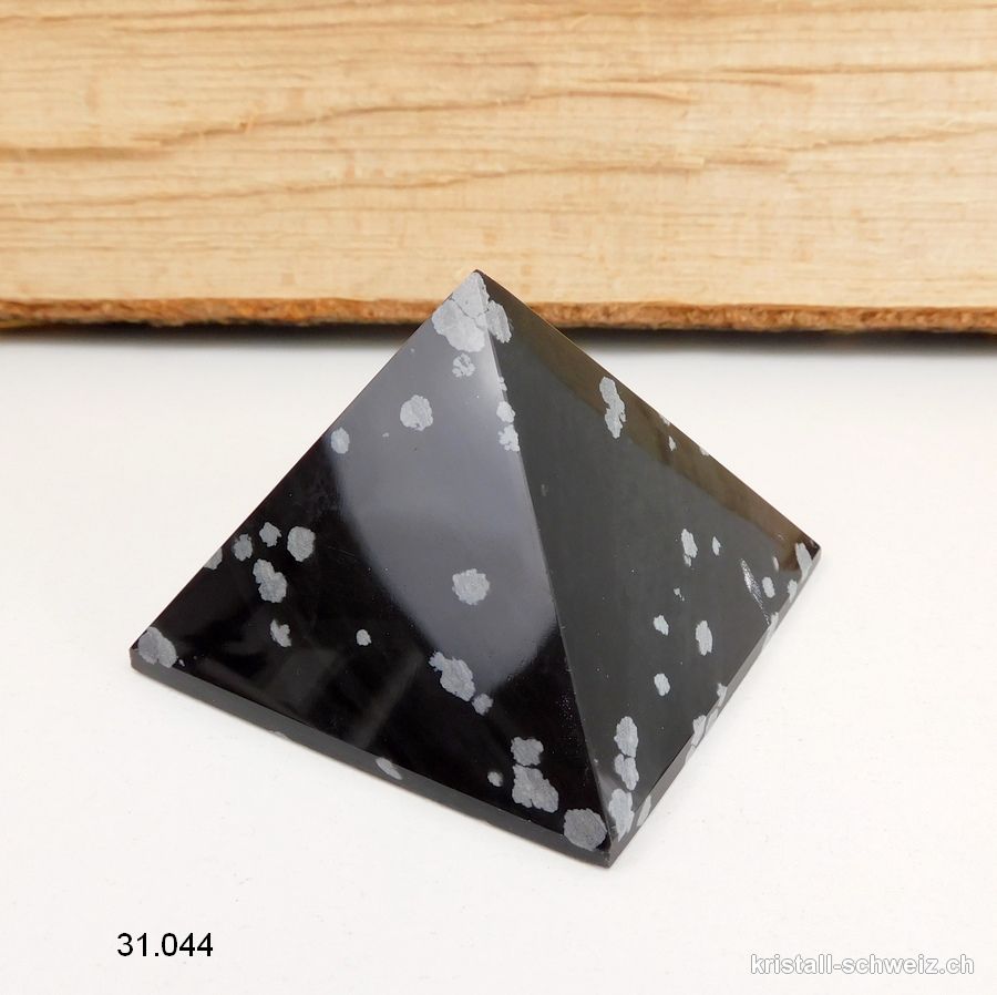 Pyramid Schneeflocken Obsidian, basis 6,7 - 7 cm x hoch 4,7 cm. SONDERANGEBOT