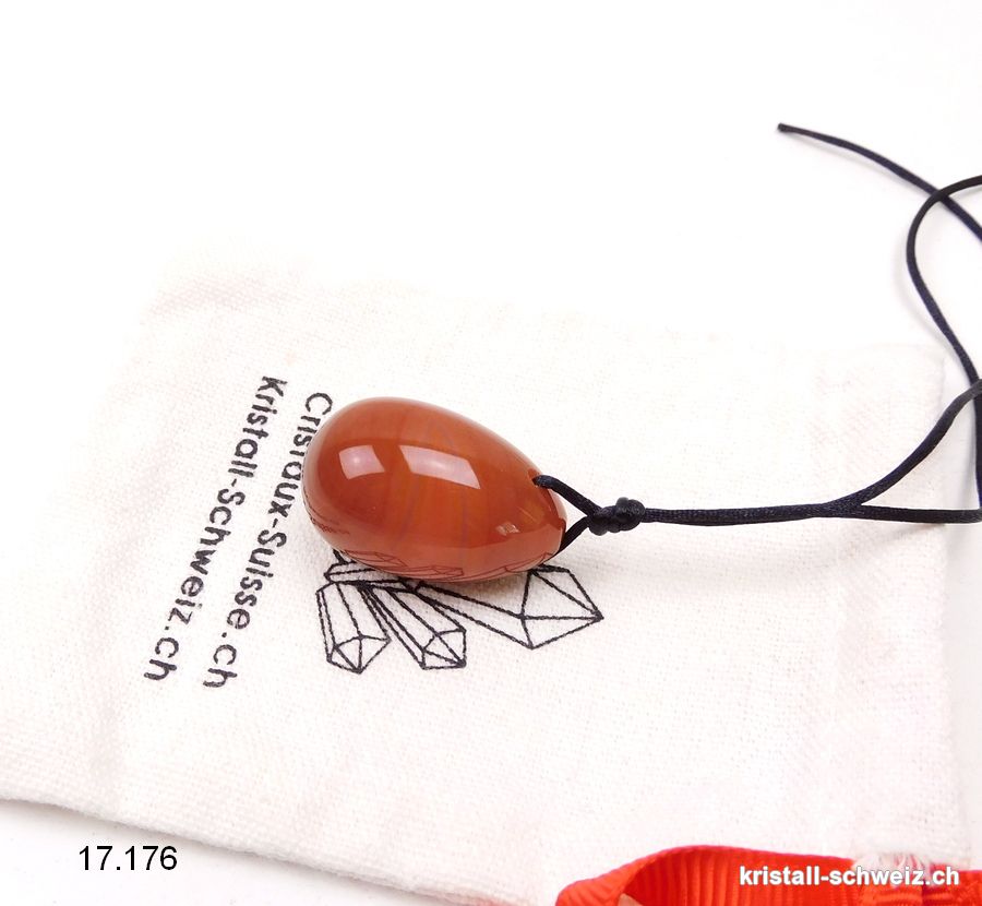 1 Ei YONI Karneol opak 3 x 2 cm. Grösse S. Gebohrt. Sonderangebot