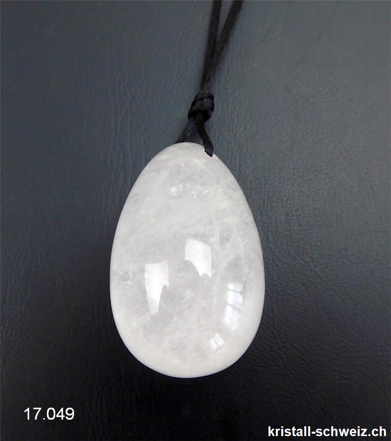 1 Ei YONI Bergkristall transluzent 4 x 2,5 cm. Grösse M. GEBOHRT. Sonderangebot