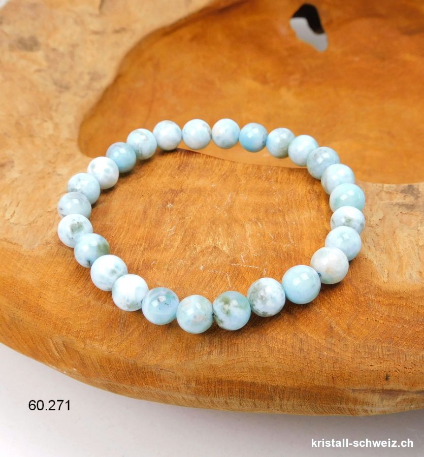 Armband Larimar blau-grün 7 mm / 18,5 cm. Sonderangebot