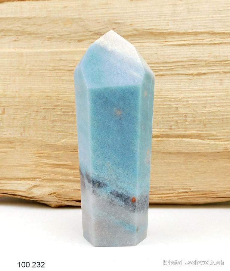 Blau Quarz mit Troilit, Obelisk 12,5 cm. Unikat 279 Gramm