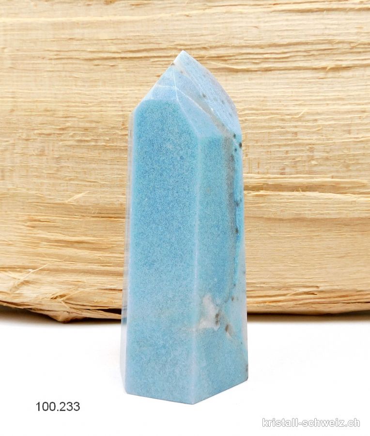 Blau Quarz mit Troilit, Obelisk 10 cm. Unikat 235 Gramm