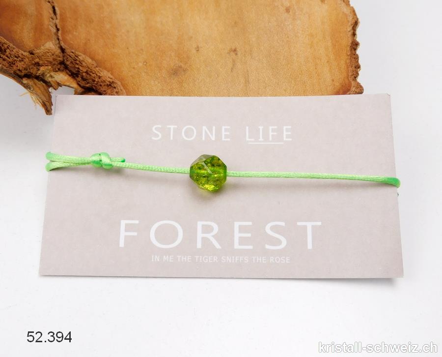 Armband Kristallglas grün - FOREST - mit verstellbarer Satinschnur grün. SONDERANGEBOT